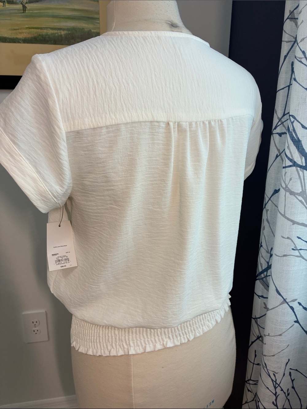 Nine West Cream Surplice Short Sleeve Top - Picture 5 of 8